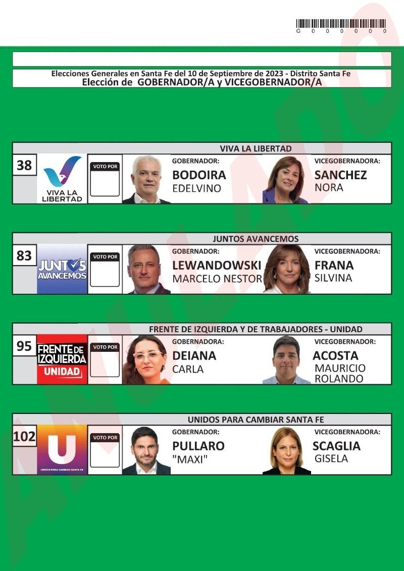 Las Boletas se identificarán con colores