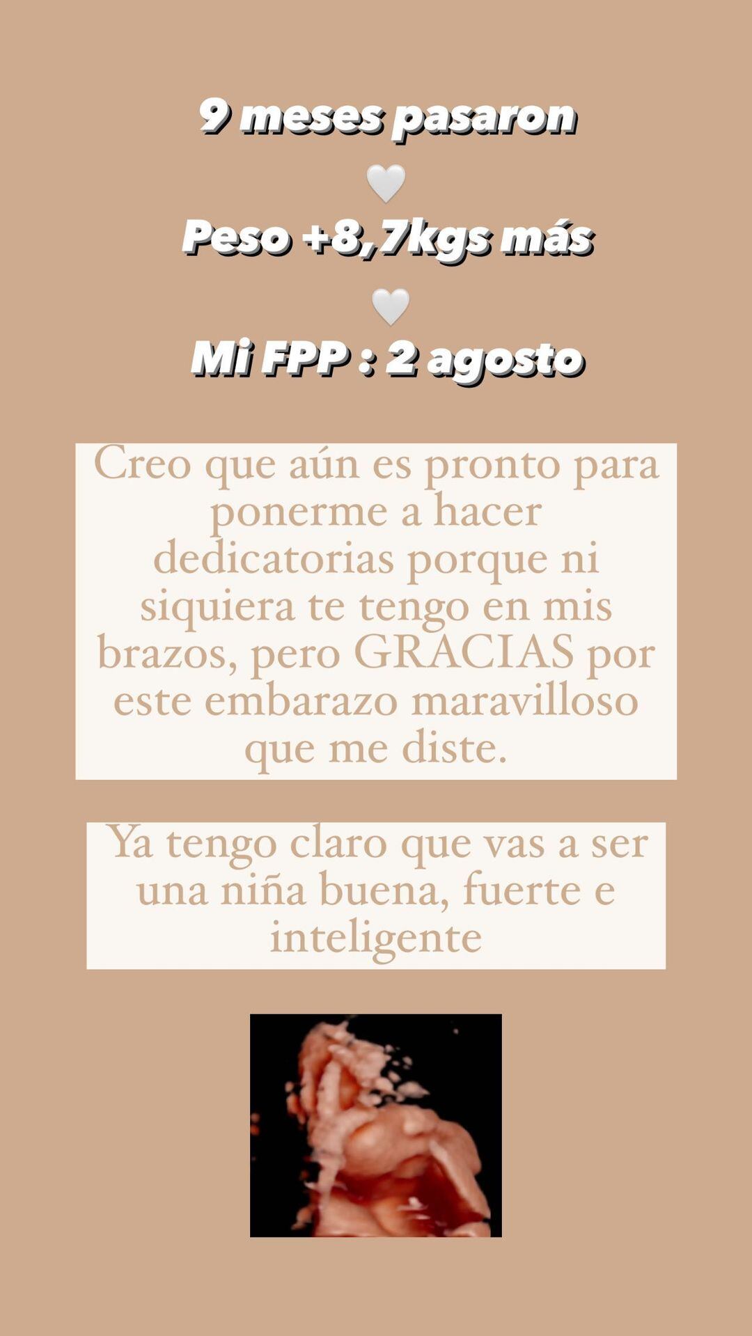 La influencer compartió imágenes de una de las ecografías realizadas durante el embarazo y otros datos.