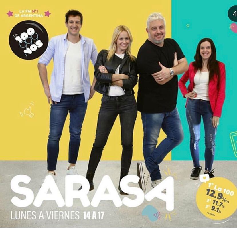 "Sarasa" de lunes a viernes, de 14 a 17 horas por la 98.3 (La 100 Carlos Paz).