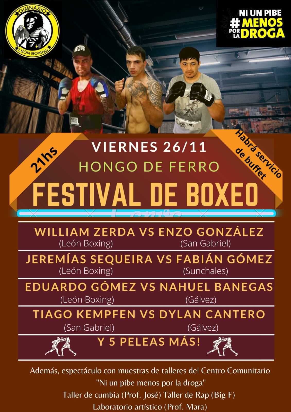 Velada de boxeo a beneficio en el Hongo de Ferro este viernes 26