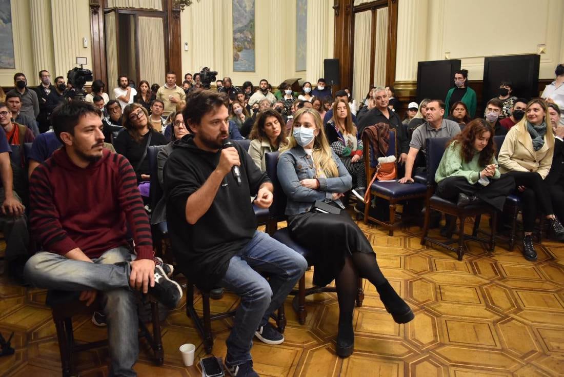 Juan Grabois durante la presentación del proyecto del Salario Básico Universal.