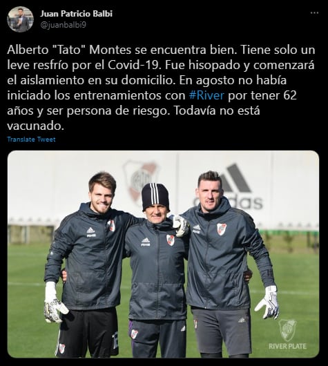 El cuadro de Alberto Montes, entrenador de arqueros de River.