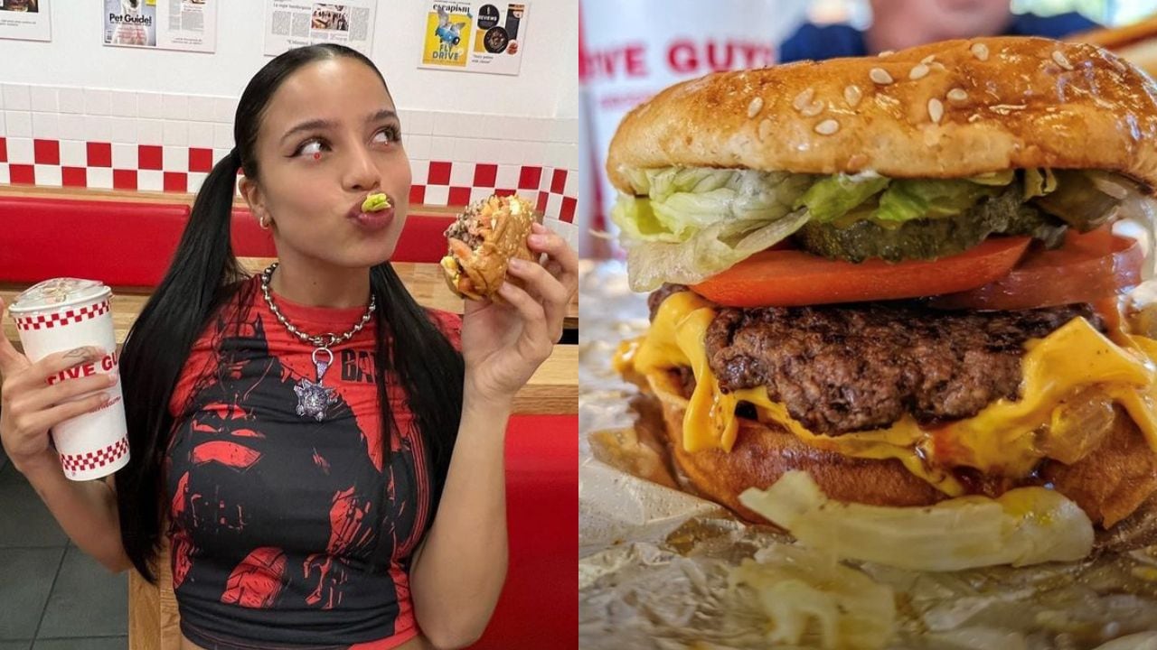 Emilia Mernes con su hamburguesa en Barcelona