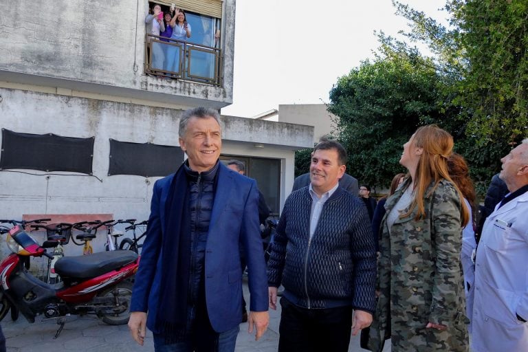 Una imagen de la última visita de Macri y Vidal en Azul en julio de este año.