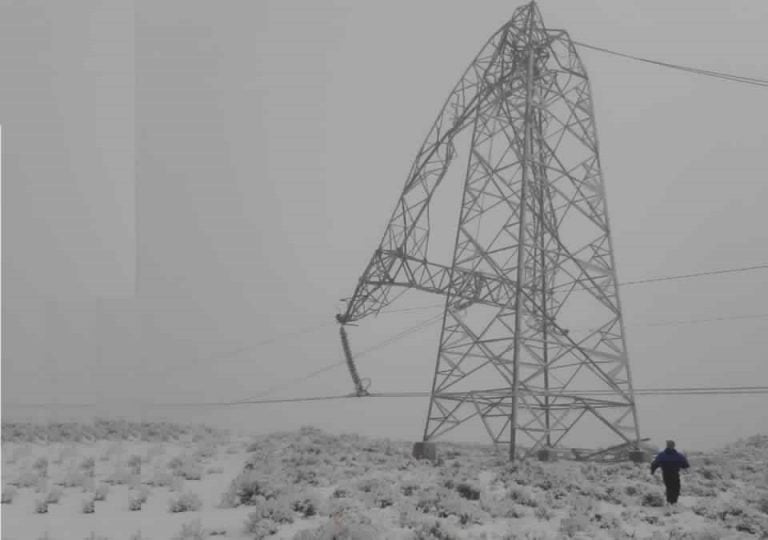 El temporal de viento y nieve provocaron la caída de torres de línea de alta tensión.