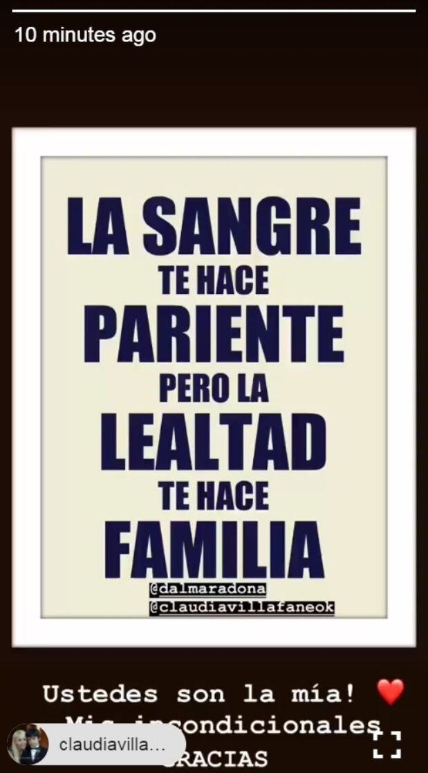 “La sangre te hace pariente, pero la lealtad te hace familia”, el duro mensaje de Gianinna Maradona. (Foto: Captura de Instagram)