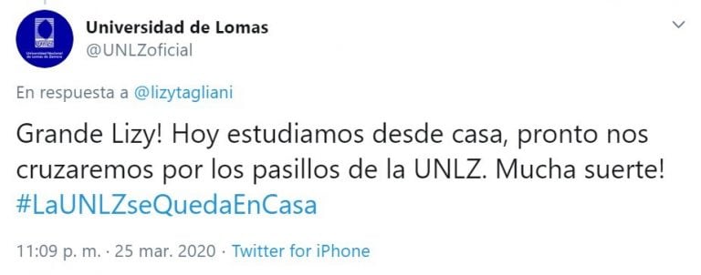 Lizy Tagliani empezó a estudiar Abogacía (Foto: captura Twitter)