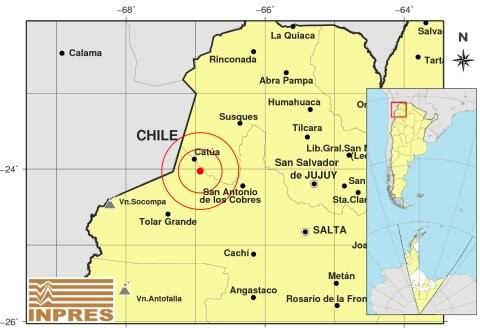 El primer sismo sacudió a los salteños a las 4.40. (INPRES)