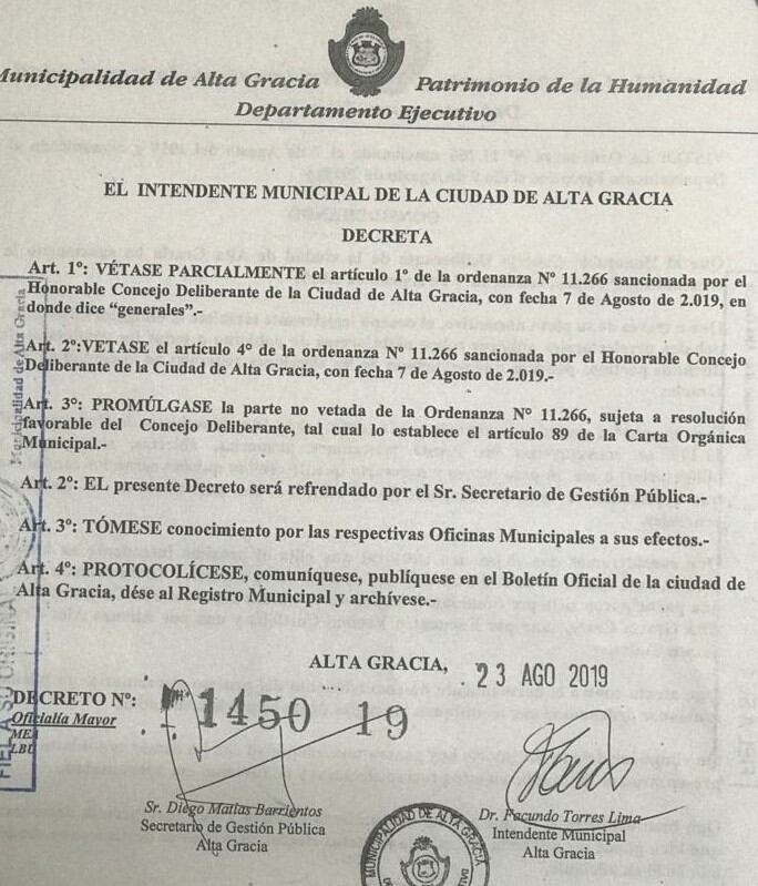 El intendente Facundo Torres vetó parcialmente el debate de los candidatos. Créditos: Mi Valle.