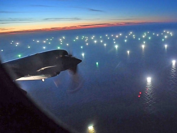 Vista desde avión patrullero en la milla 200.