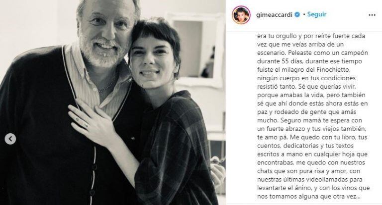 Gime Accardi despidió a su papá en redes sociales (Instagram)