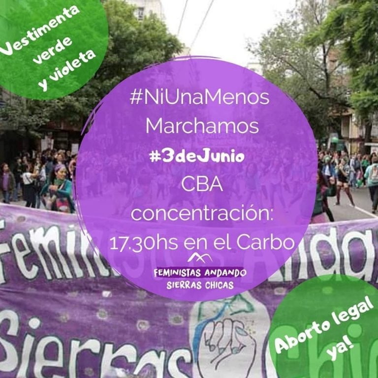 Feministas Andando Sierras Chicas convoca a marcha.