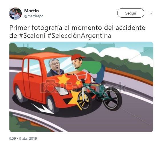 Los mejores memes sobre el accidente de Lionel Scaloni (Foto: Twitter)