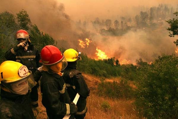 Incendio en la cordillera.