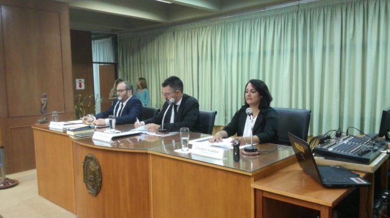 La nueva mesa de Presidencia:  Franco Bertolín, Germán Bottero y Laura Monzón (Prensa Concejo Municipal)