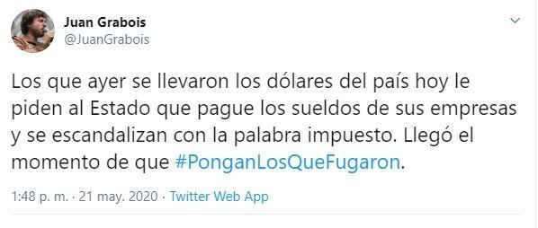 Grabois lanzó en las redes sociales una campaña en apoyo al impuesto a grandes fortunas.