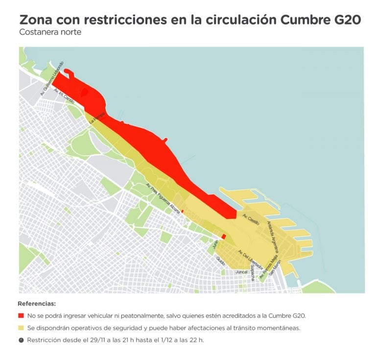 Cortes por el G20: cómo funcionará el transporte y los servicios entre le 29 de noviembre y el 2 de diciembre.