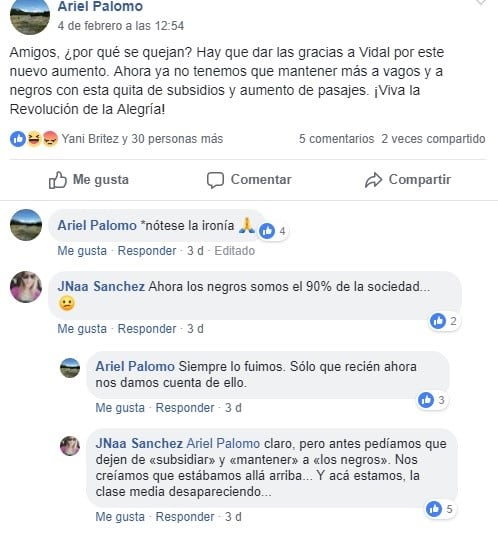 Línea 319: reclamos en Facebook