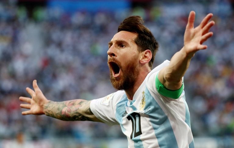 Soccer Football - World Cup - Group D - Nigeria vs Argentina - Saint Petersburg Stadium, Saint Petersburg, Russia - June 26, 2018   Argentina's Lionel Messi celebrates scoring their first goal         REUTERS/Sergio Perez     TPX IMAGES OF THE DAY