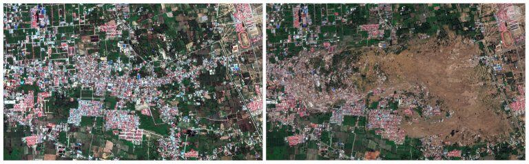 Petobo: el antes y el después del tsunami (Foto: DigitalGlobe, a Maxar company via AP)