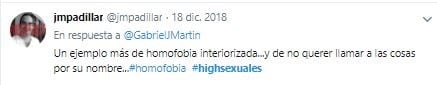 Los usuarios opinaron en Twitter sobre la highsexualidad (Captura de Twitter)