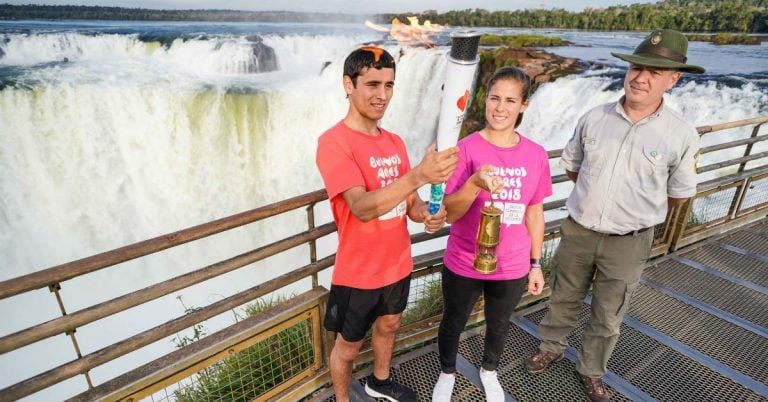 La llama Olímpica iluminó desde la Garganta del Diablo (Fotos: Guido Martini/Buenos Aires 2018)