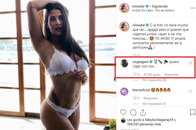 El comentario de Horacio Pagani en la foto de Ivana Nadal (Foto: BolaVip).