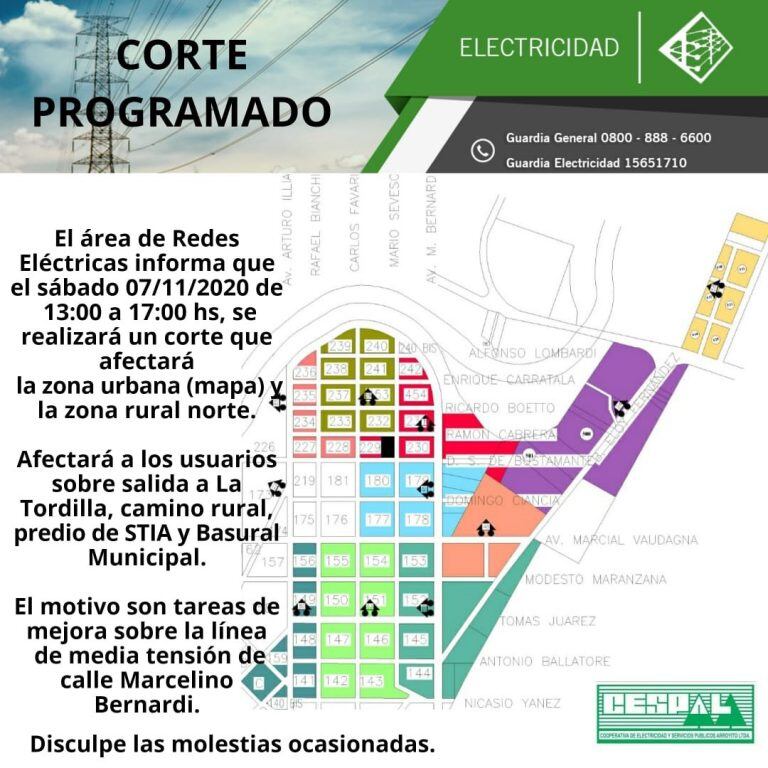 Corte de energía CESPAL