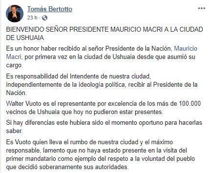 Tomas Bertotto visita de Macri a Ushuaia