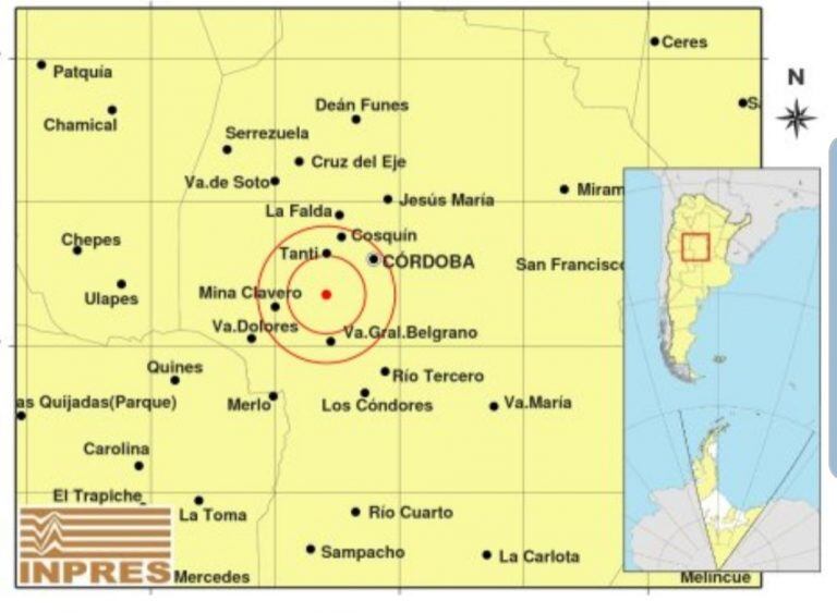 Sismo de 3.2 en las sierras cordobesas. (Foto: captura de pantalla INPRES).