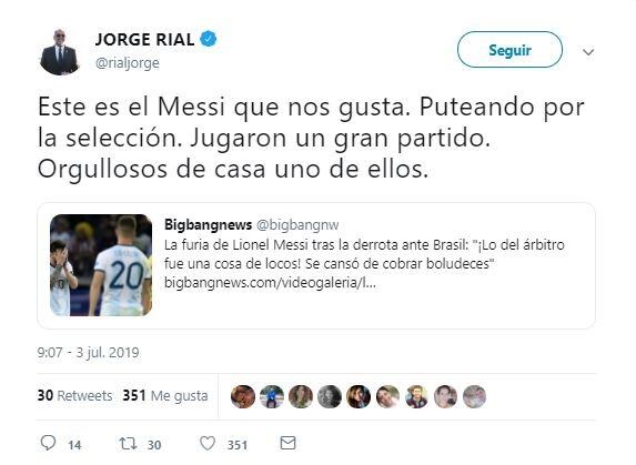 Copa América: la reacción de los famosos tras la derrota de Argentina (Foto: captura Twitter)