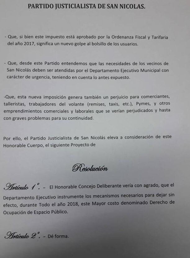 Segunda parte del documento presentado por el Partido Justicialista. (Archivo)