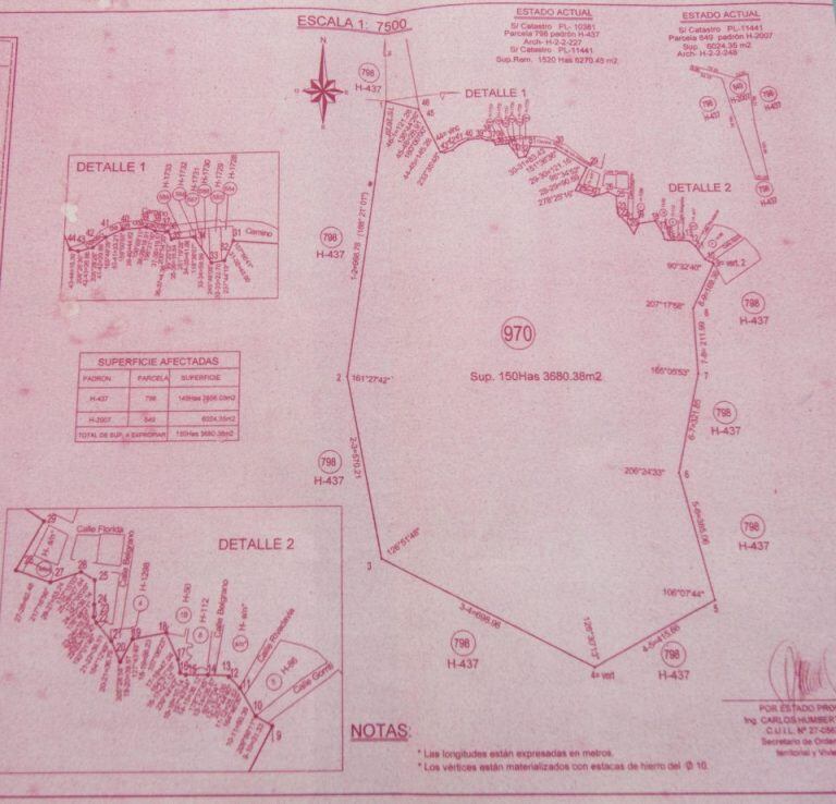 Vía Jujuy tuvo acceso al plano de mensura para la expropiación, confeccionado por la Dirección Provincial de Inmuebles.