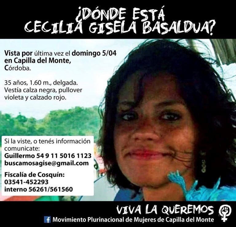 Datos de Cecilia Basaldua, desaparecida desde el 5 de abril.