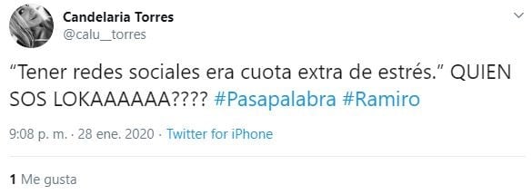 Twitter sobre Ramiro de Pasapalabra