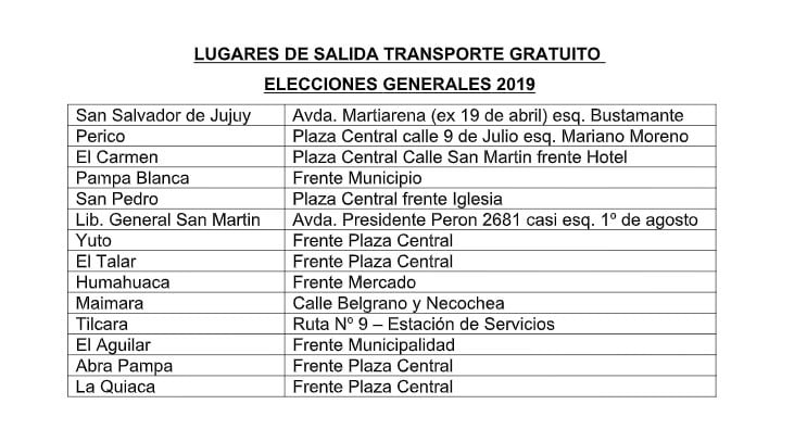 El Gobierno de la Provincia garantizó la gratuidad del servicio de transporte para electores, este domingo.