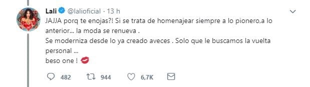 Moria Casán acusó a Lali de plagio (Twitter)