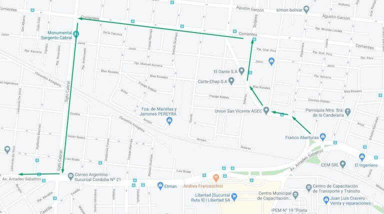 Modificación de recorrido Coniferal al centro