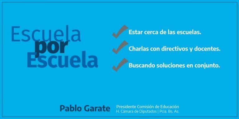 Pablo Garate realiza encuentros virtuales con autoridades de escuelas bonaerenses