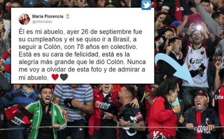 El "abuelo sabalero" conquistó las redes y el corazón de toda la hinchada de Colón. (Twitter)