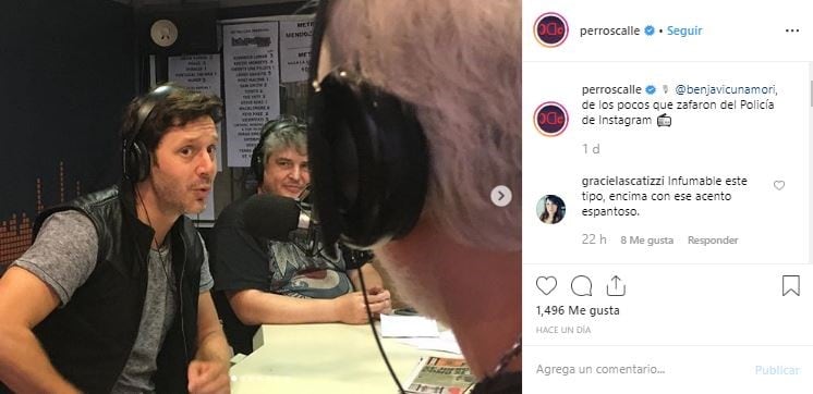 Benjamín Vicuña fue invitado a Perros de la Calle (Metro 95.1) y no zafó de la "Policía de Instagram"