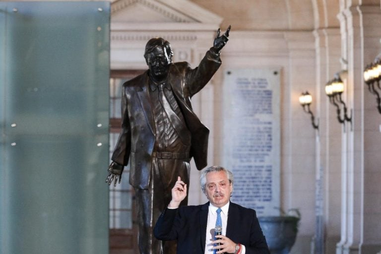 Alberto Fernández en el acto homenaje a Néstor Kirchner. (Presidencia)