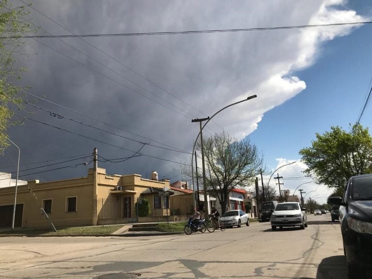 La tormenta en Río Cuarto llegó este martes al sur de la Provincia.