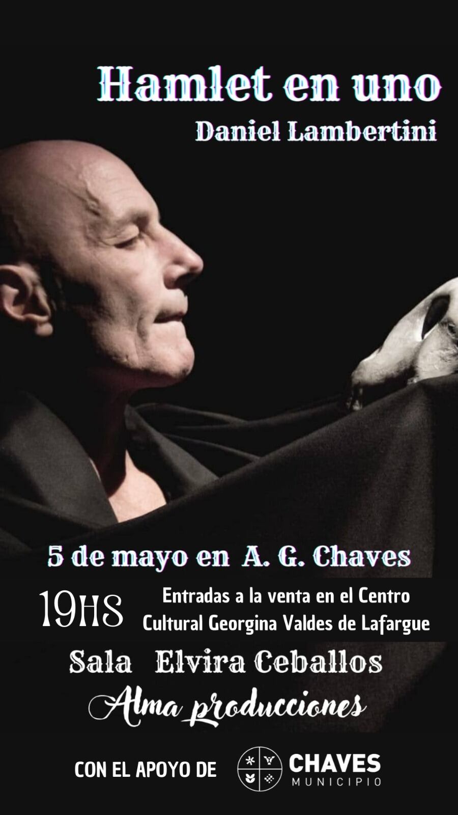 Se presentará en Gonzales Chaves “Hamlet en uno” unipersonal de Daniel Lambertini