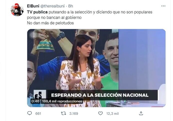 Críticas en redes sociales a la TV Pública por tildar de "desclasados" a los jugadores de la Selección Argentina (Twitter)