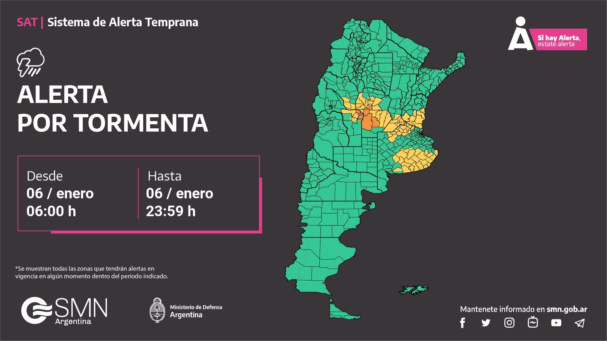 Alerta naranja y amarilla por tormentas.