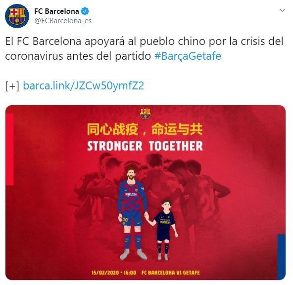 El mensaje de Barcelona. (twitter: @FCBarcelona_es)