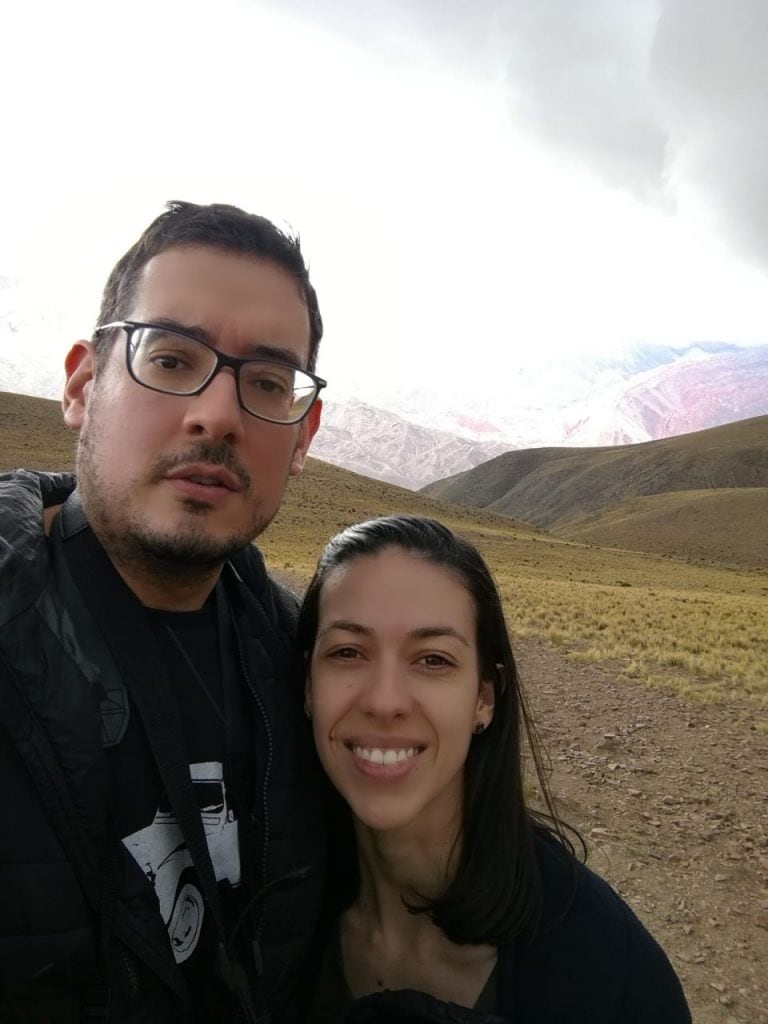 Bernardo y Andrea en su viaje por Jujuy minutos previos a la caída del rayo.