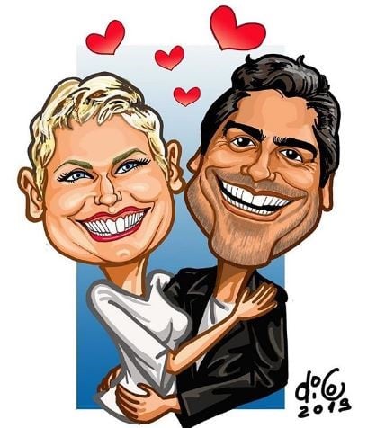 La caricatura del artista Dico de Xuxa y Junno Andrade (Instagram/ dicoartista)