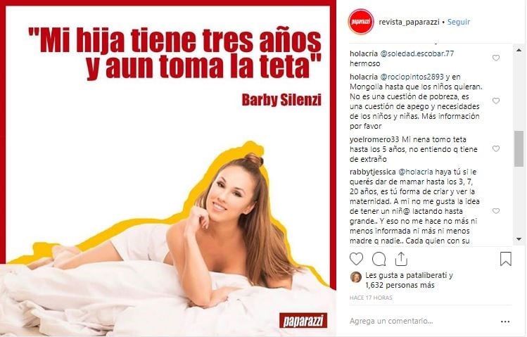 Barby Silenzi contó que todavía le da la teta a Elena y generó revuelo en las redes